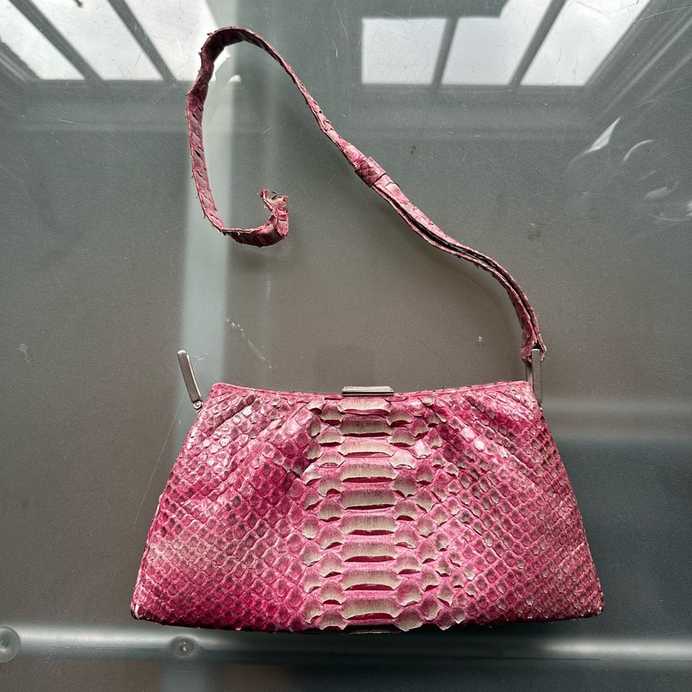 GIORGIO ARMANI pink snakeskin purse